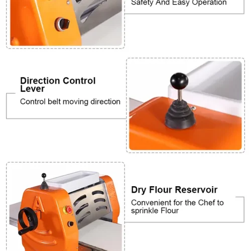 RMQ-370T safety cover auto-shutoff dry flour reservoir direction lever emergency stop