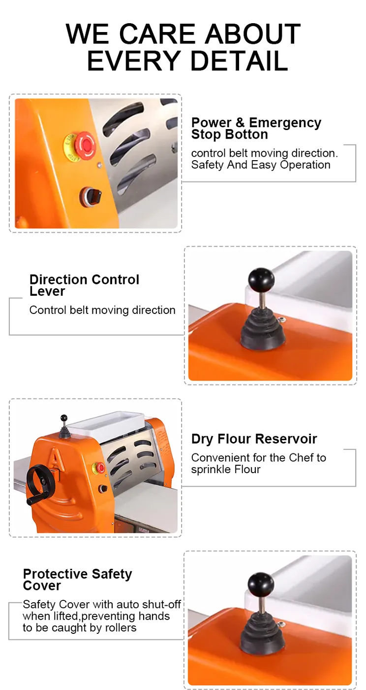 RMQ-370T safety cover auto-shutoff dry flour reservoir direction lever emergency stop