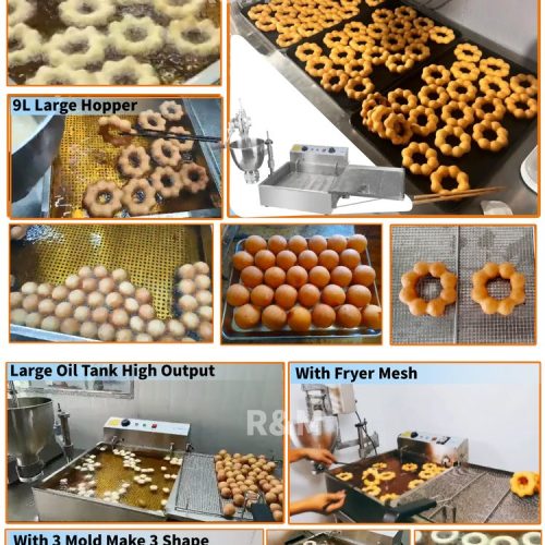 Semi auto three shape donut machine mochi ball ring 9L hopper adjustable thickness