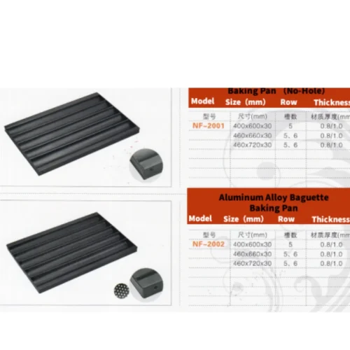 non-stick baguette tray no hole and perforated versions R&M