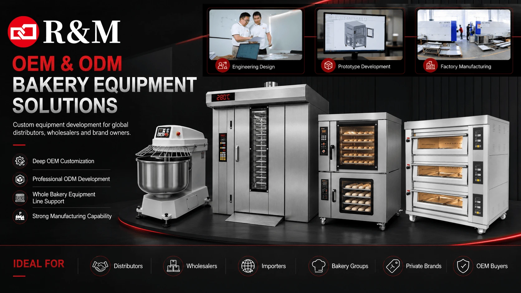 OEM and ODM bakery equipment solution - private label branding and custom development for bakery equipment distributors and importers