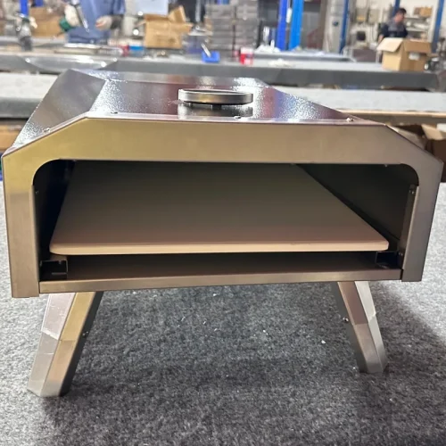 R&M outdoor pizza oven factory production — portable gas and pellet models