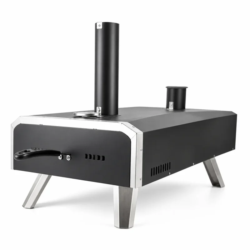 Portable outdoor pizza oven with rotating stone — R&M 12-inch gas and wood pellet oven
