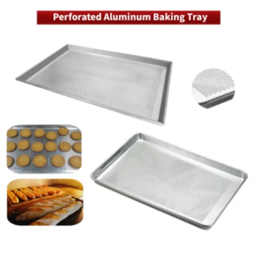 perforated aluminum baking tray cookies baguettes even baking