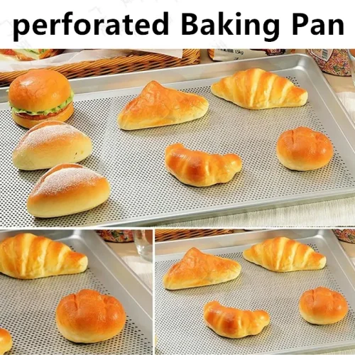 perforated baking pan croissants buns rolls bread pastry baking