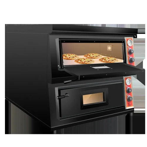 Commercial pizza deck oven black powder-coated stainless steel exterior