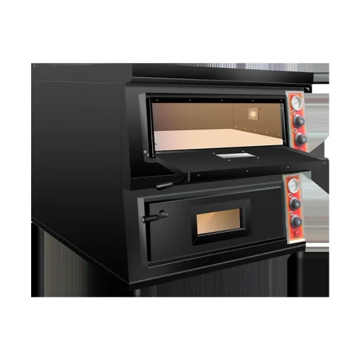 Pizza deck oven interior with built-in lamp — 4 or 6 twelve-inch pizzas per deck