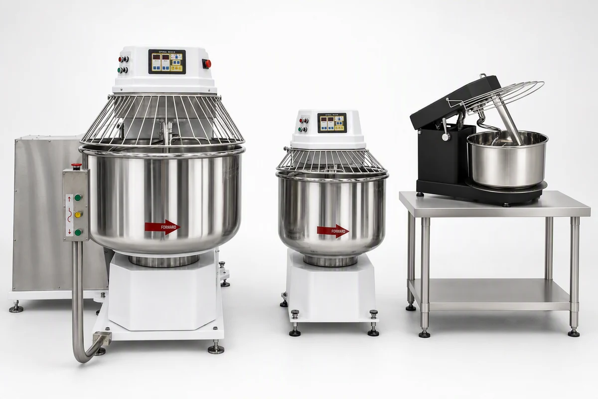 Pizza dough mixer — spiral mixing systems from compact to industrial capacity