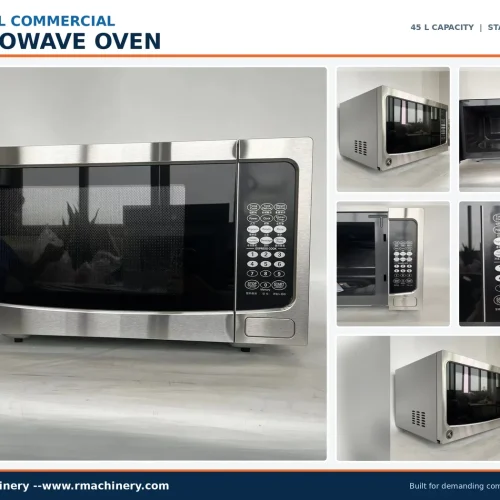 R&M 45 L commercial microwave oven banner — 45 L capacity, stainless steel, built for demanding commercial kitchens