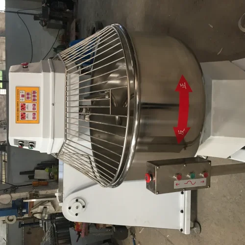 RMJ-F Automatic Self-Tipping Spiral Mixer – front controls and guard