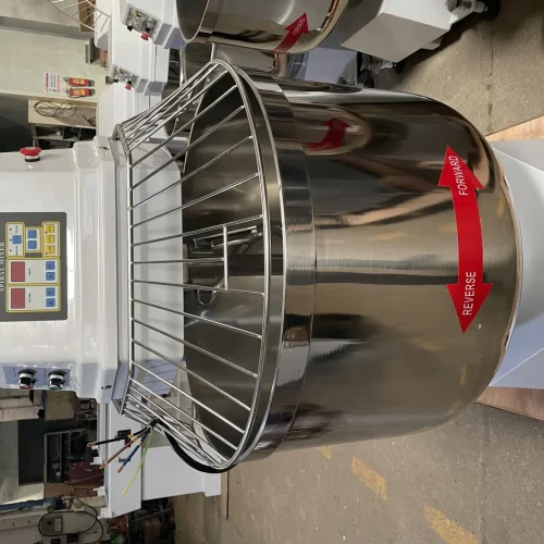 RMJ-100 spiral dough mixer on shipping pallet in factory warehouse