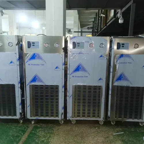 R&M RML-200 2hp water chiller export packing PE protective film four units ready for shipment