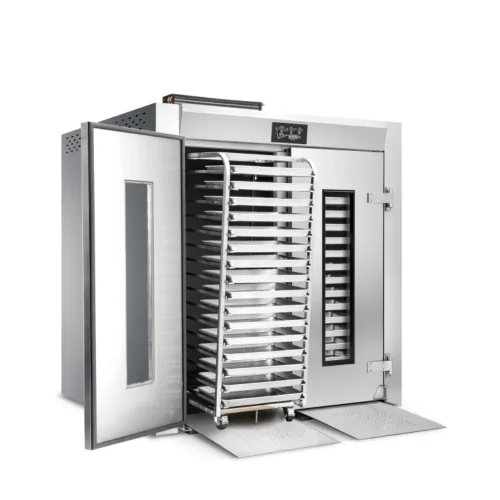 R&M GD-32DS roll-in retarder proofer with dough balls on 20 tray levels