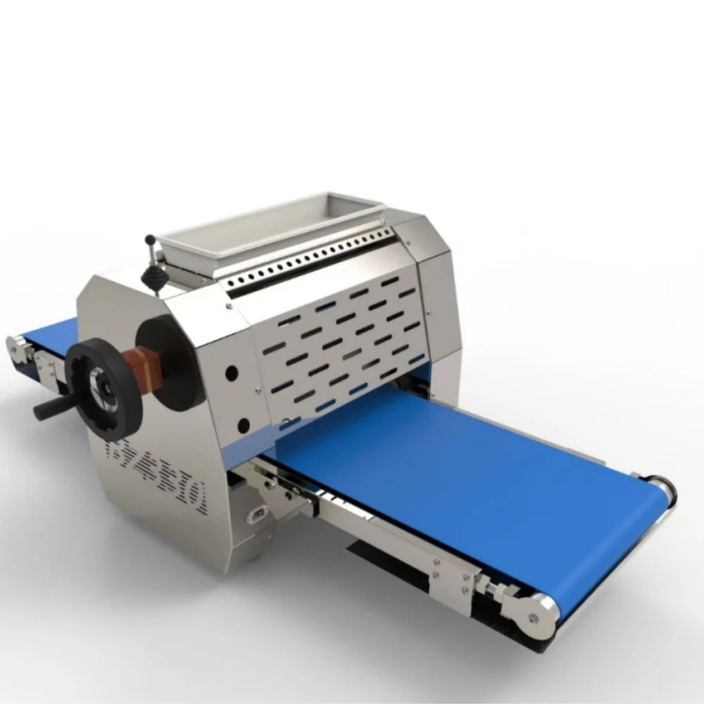 R&M RMQ-330TS small dough sheeter 350mm belt white blue conveyor 80kg