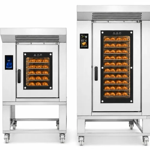Small rotary oven size comparison — R&M 5 tray vs 10 tray compact rotating oven models