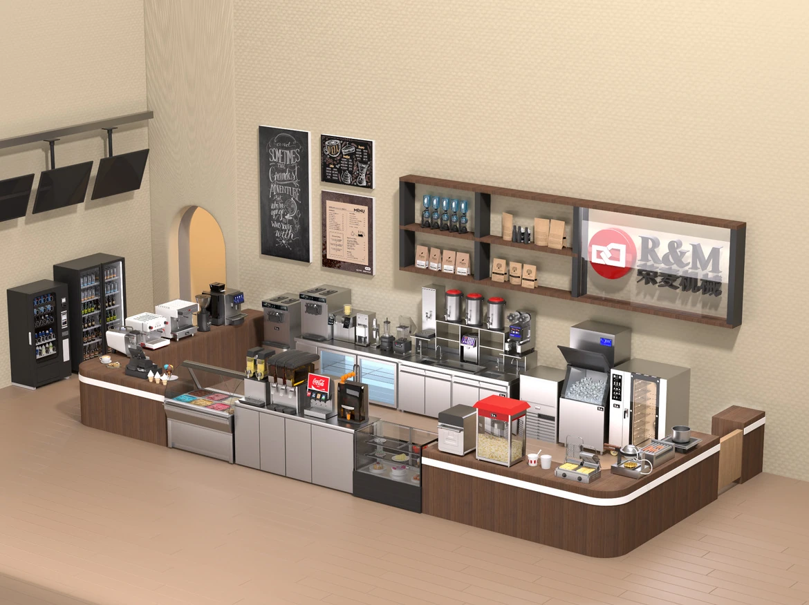 R&M snack and beverage machines counter line coffee donut