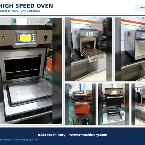 Commercial speed oven product design detail — SUS 304 interior, door seal and ventilation system