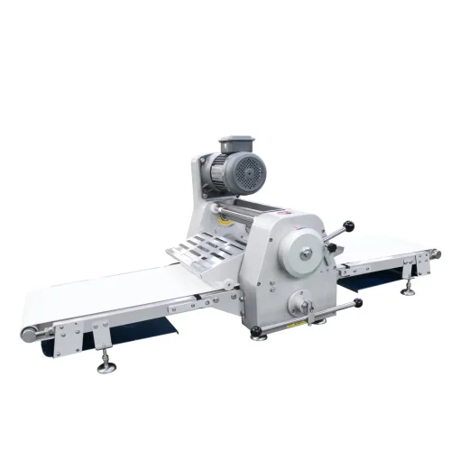 R&M commercial tabletop dough sheeter folded for storage bench top