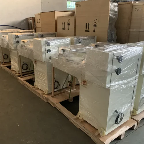R&M RMZ-380 toast moulder export packaging plastic wrapped on pallets