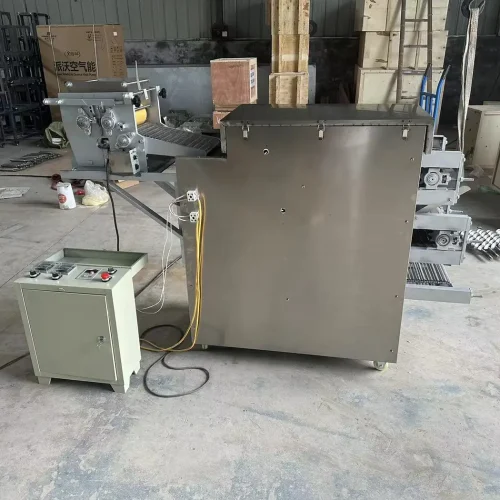 R&M tortilla production line overview in workshop with control panel