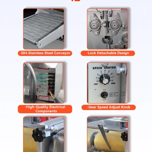 product detail conveyor lock mechanism electrical components speed knob and forming design on R&M tortilla machine
