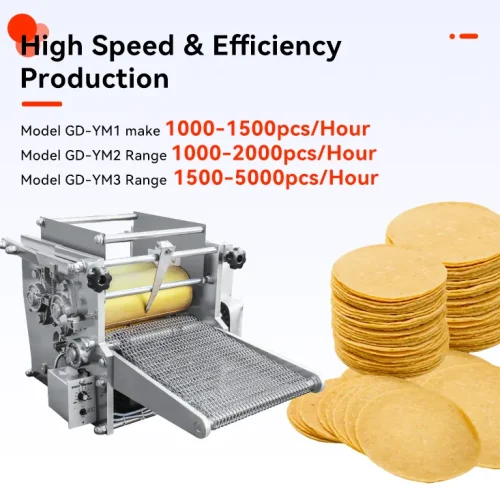production capacity 1000-5000 pcs per hour GD-YM1 GD-YM2 GD-YM3 tortilla maker