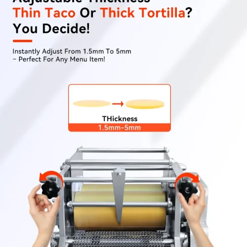 thickness adjustment knobs 1.5-5mm on R&M automatic tortilla maker