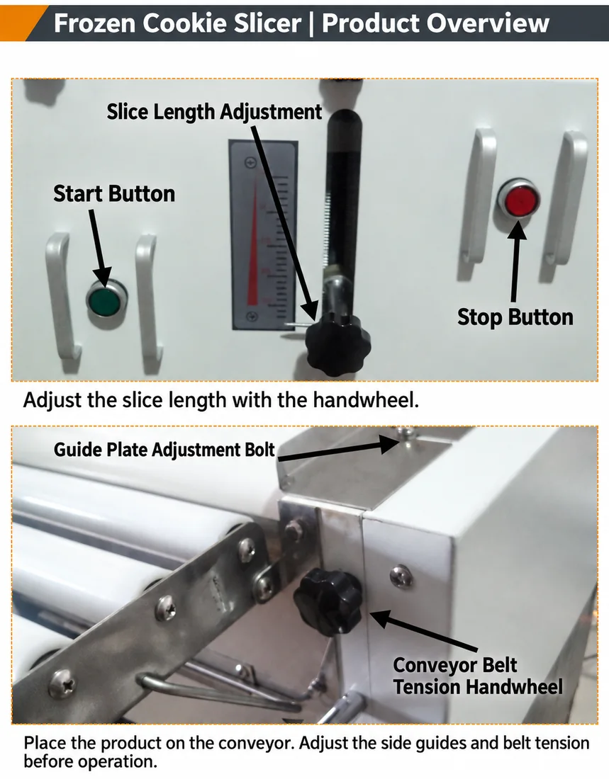Automatic cookie cutter for frozen dough used in slice and bake production