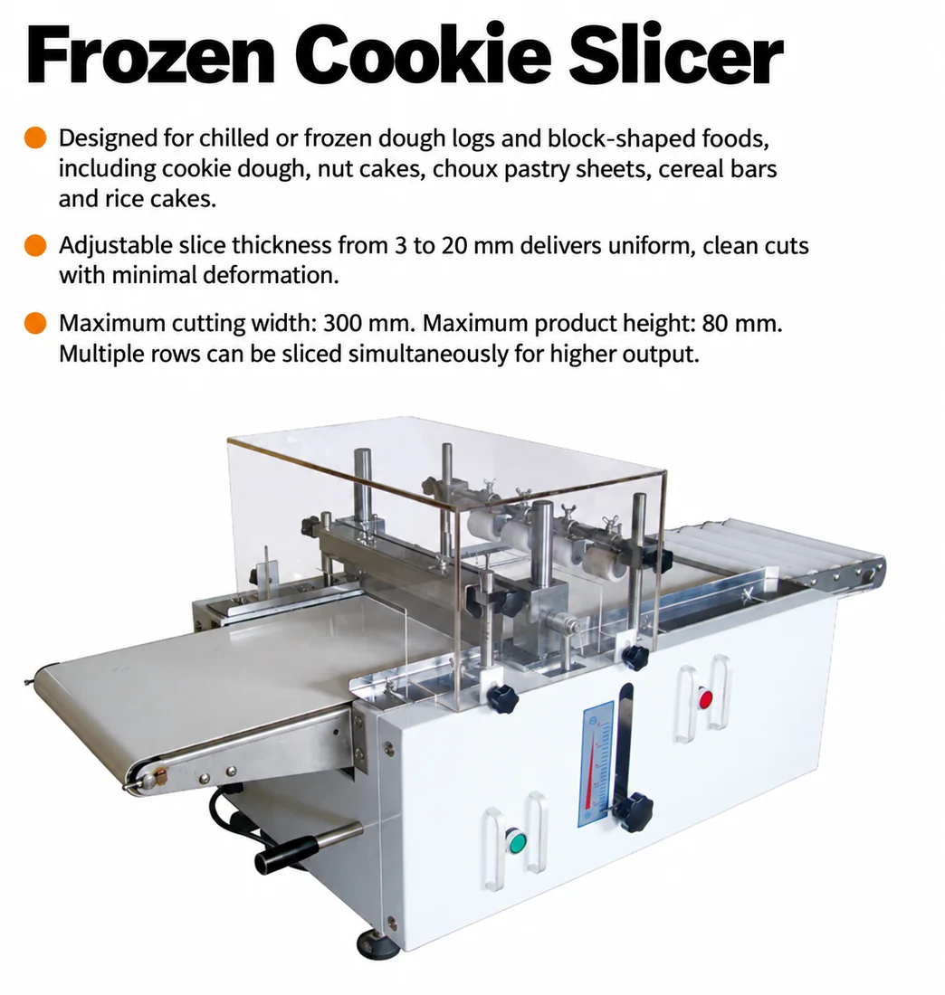 Automatic cookie cutter machine specifications 1-20 mm thickness and 300 mm cutting width