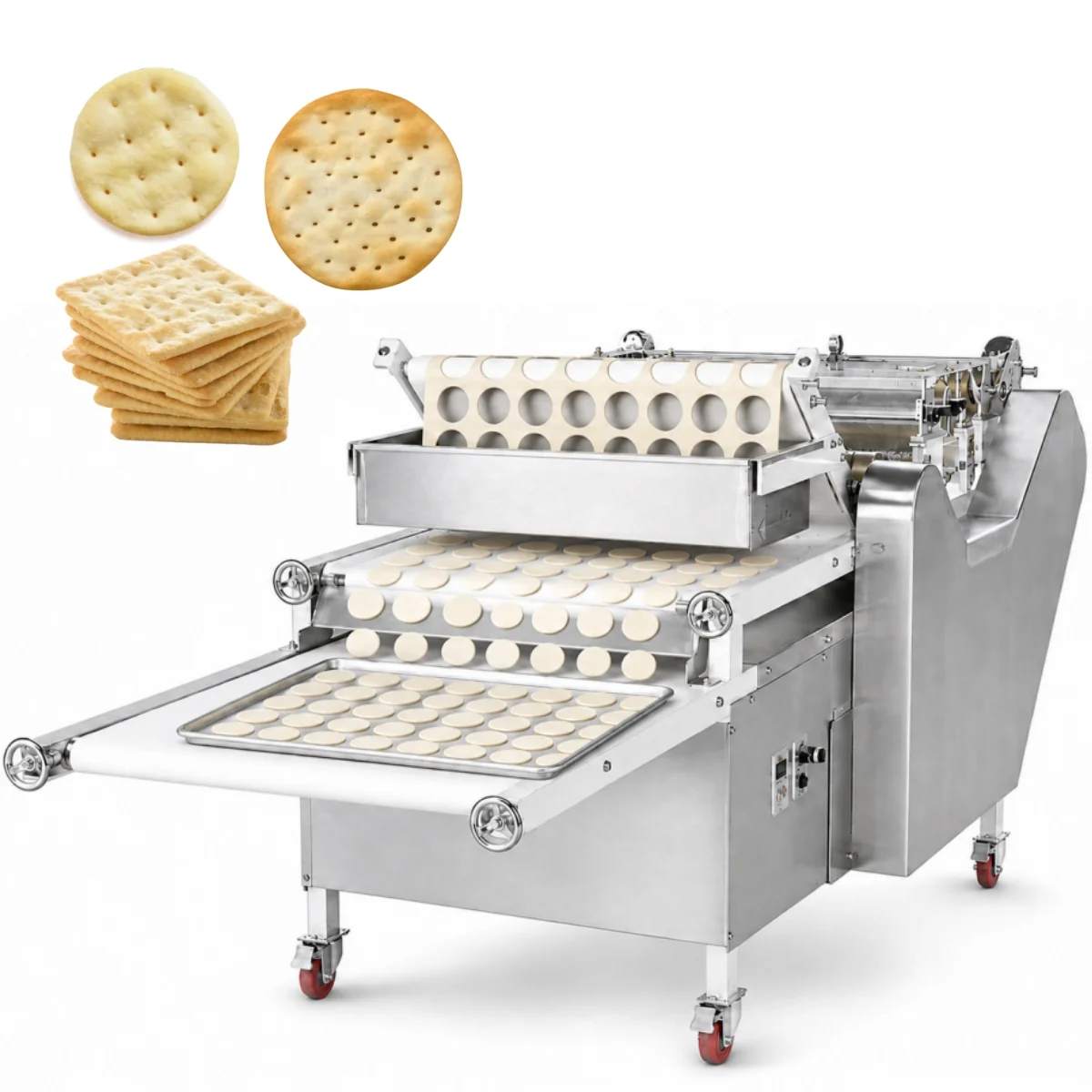Biscuit machine maker GD-BP cracker forming equipment with sheeting rollers and rotary cutting roller