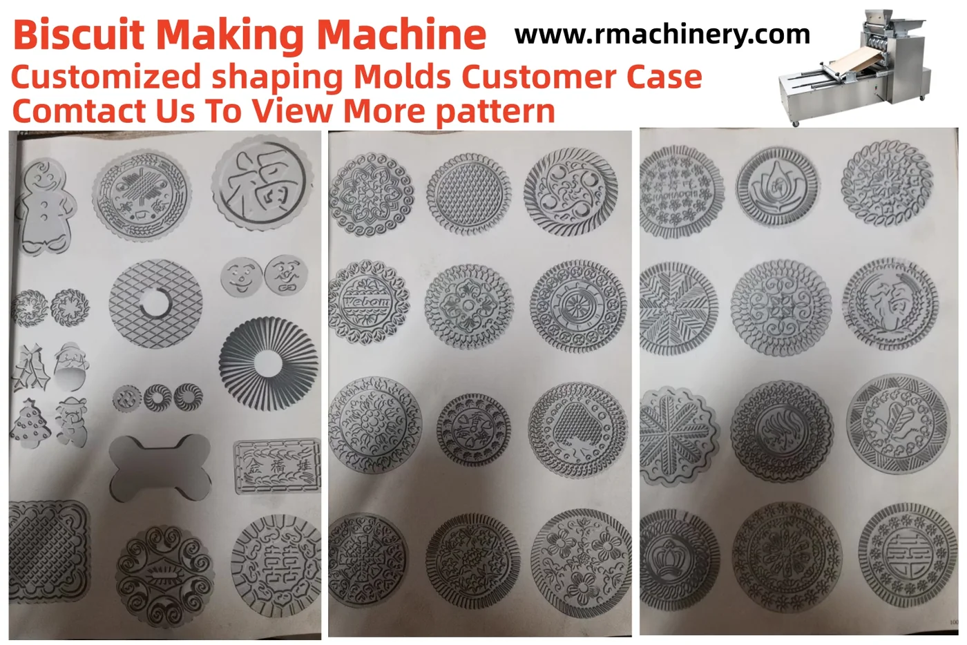 Customised biscuit mould patterns for the biscuit making machine rotary moulder