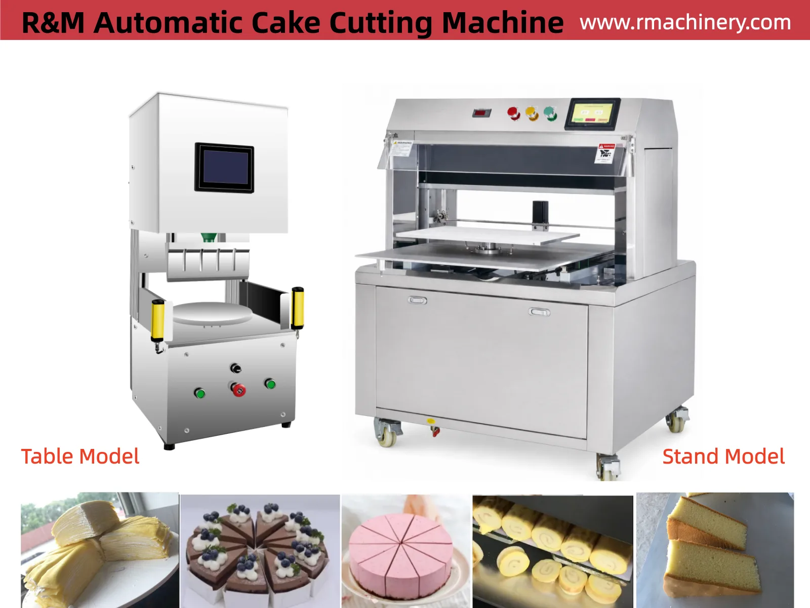 R&M ultrasonic cake cutting machine tabletop and industrial stand model