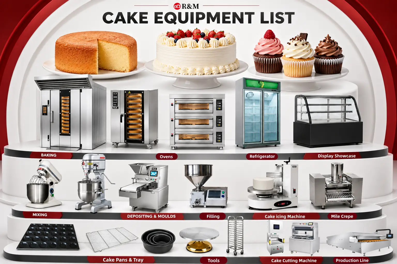 R&M commercial cake equipment - cupcake depositor and cake making machines for bakeries