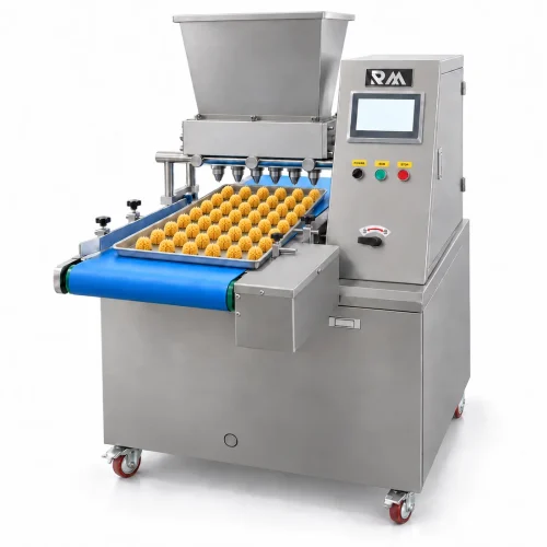 Jenny cookies machine three-quarter view with stainless steel body and LCD control panel