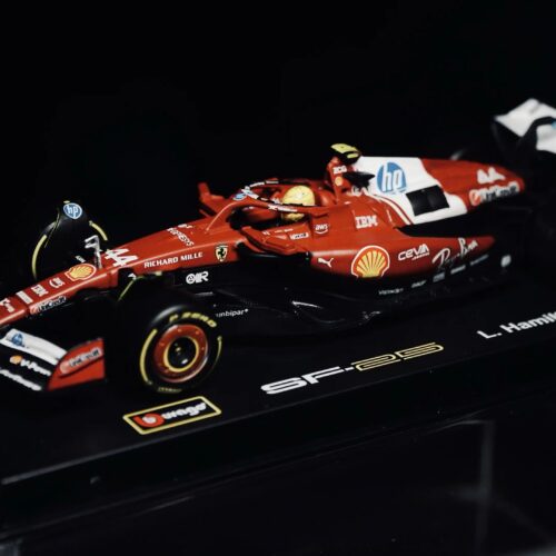 1‑43 Bburago SF25 open‑wheel racing replica overall angle view