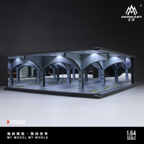 MoreArt 1:64 underground parking diorama overall front view with LED lighting