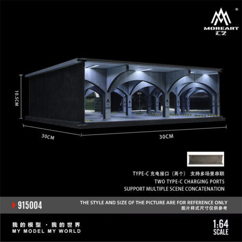 Interior aisle detail of 1:64 underground parking lot diorama