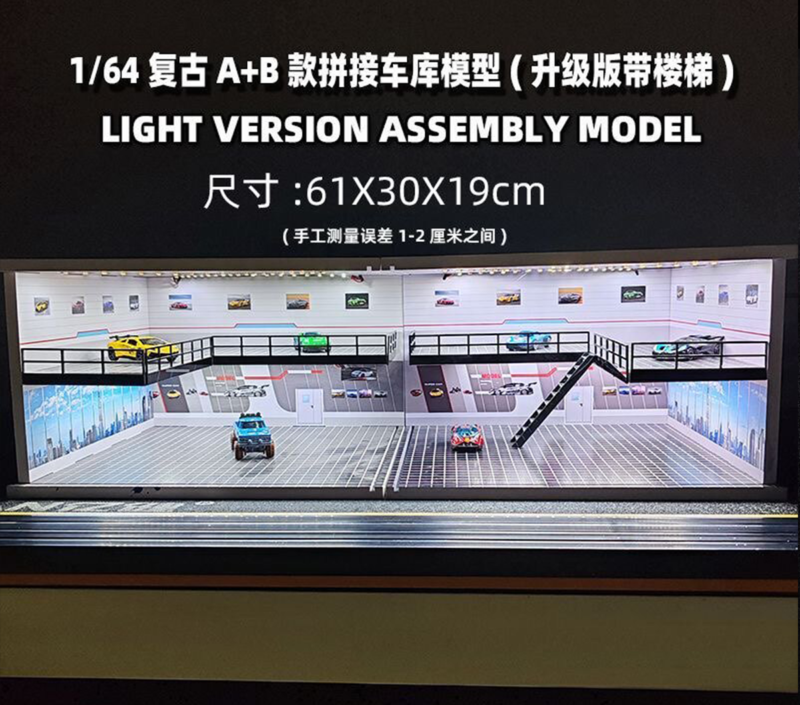 1‑64 Large Industrial Showroom Diorama With LED Light & Dust‑Proof Sliding Door - 164 Diorama Scenes - modelautos...