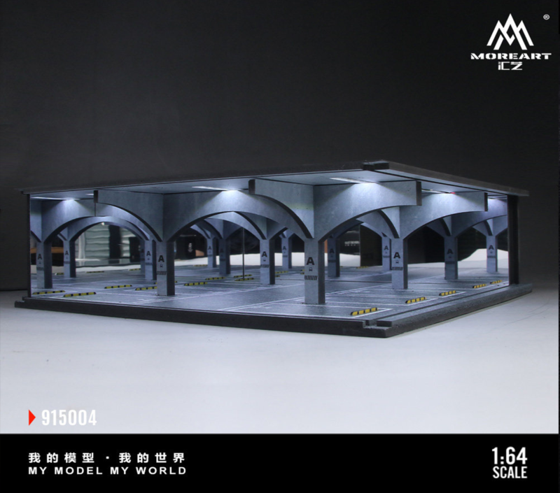 MoreArt 1‑64 LED Light Underground Parking Diorama - 164 Diorama Scenes - modelautosource.com