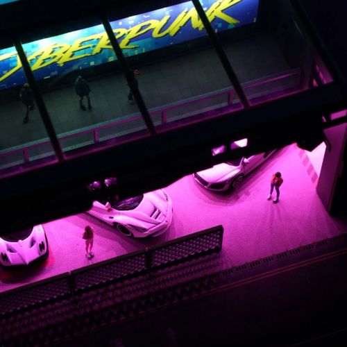 Interior scene detail of 1/64 cyberpunk model display diorama