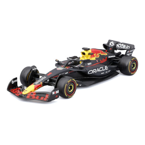 Oblique side view of 1:43 RB21‑style formula collectible racing replica