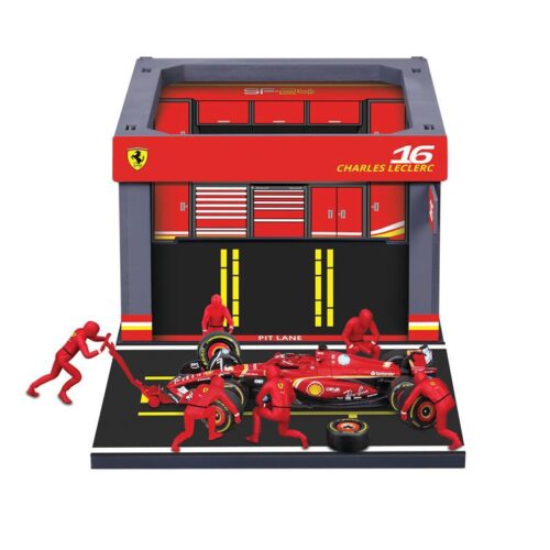 1:43 Bburago pit‑stop garage diorama complete collectible playset