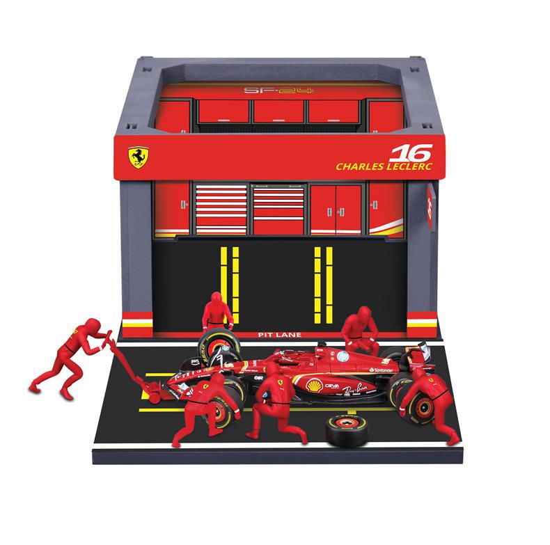 1:43 Bburago pit‑stop garage diorama complete collectible playset