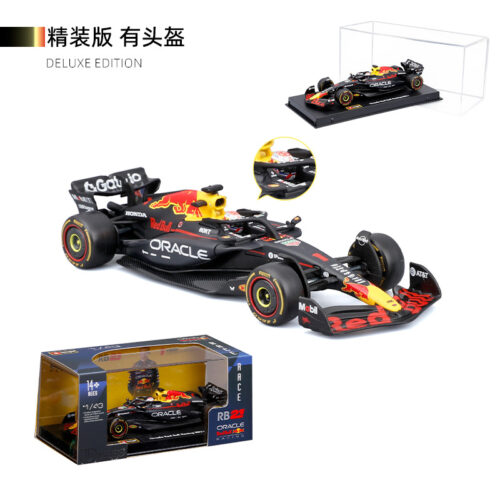 Side profile shot of 1:43 RB21‑style formula die‑cast collectible replica