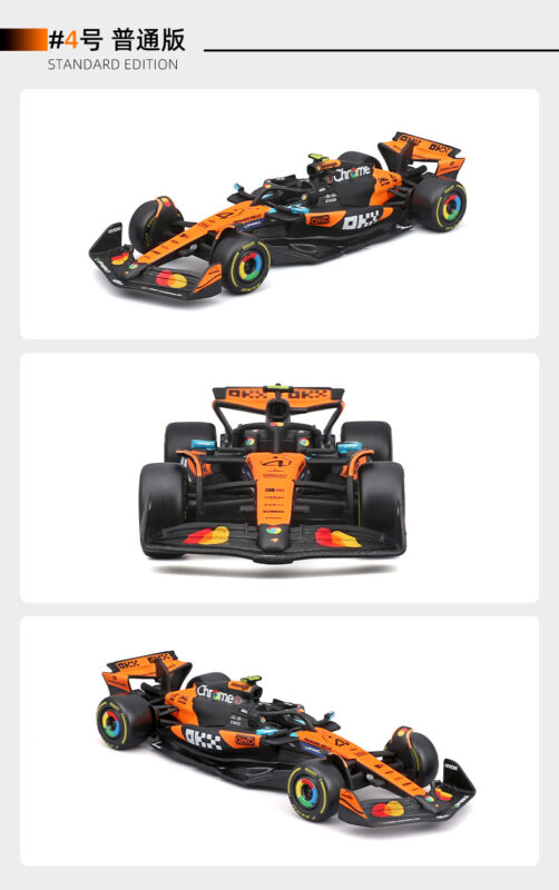 Multi‑angle collage A for 1:43 Bburago MCL39‑style formula racing replica