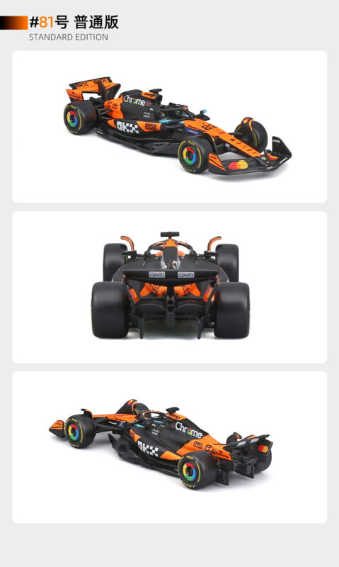 Multi‑angle collage B for 1:43 Bburago MCL39‑style formula racing replica