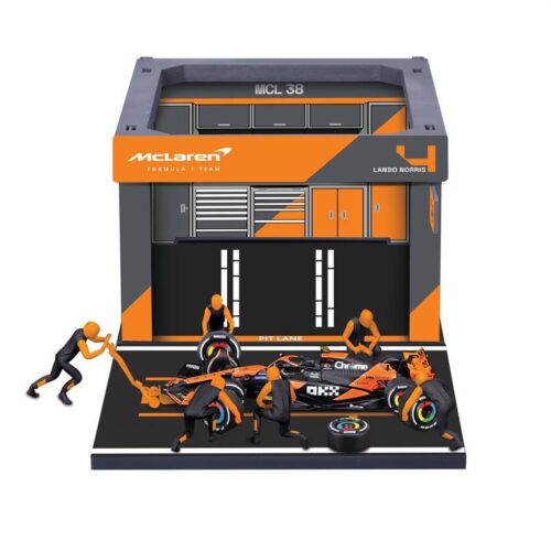Retail outer box for 1:43 Bburago pit‑stop garage model set