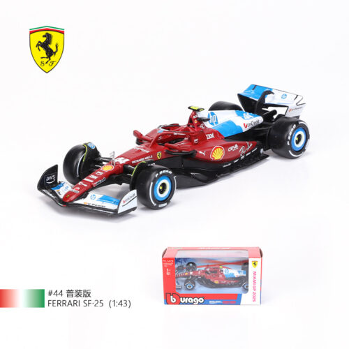 Bburago 1:43 SF‑25 formula die‑cast race car model with retail box
