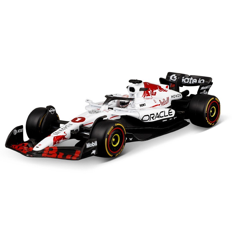 Side profile shot of 1:43 RB21‑style die‑cast racing replica japanese station theme